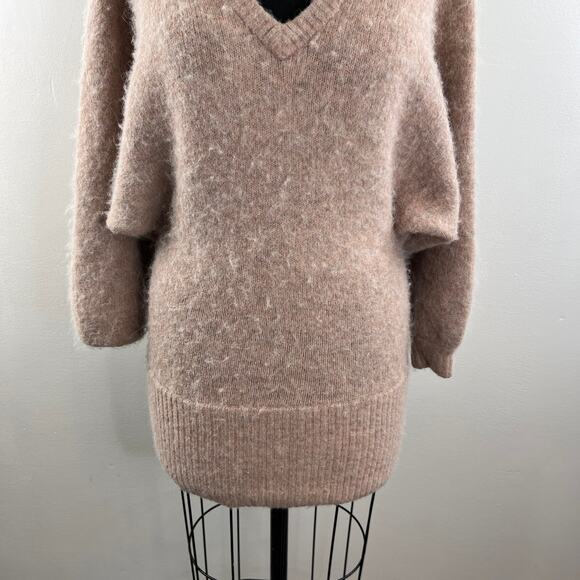 THE GROUP BABATON Pink Alpaca Wool Blend V-Neck Fuzzy Pullover Sweater Sz 1(XS) - Picture 3 of 9